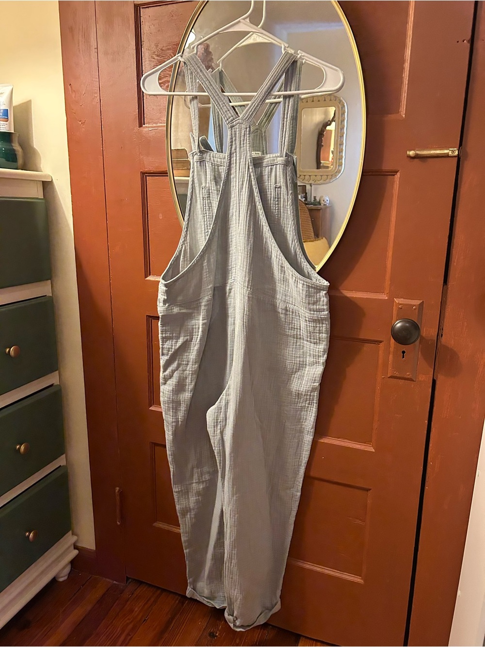 aerie Light Gray Cotton Gauze Overalls - Picture 3 of 4